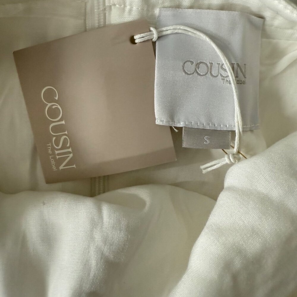 Cousin The Label White Tiered Linen & Viscose Sleeveless Dress With Adjustable S - Picture 6 of 13